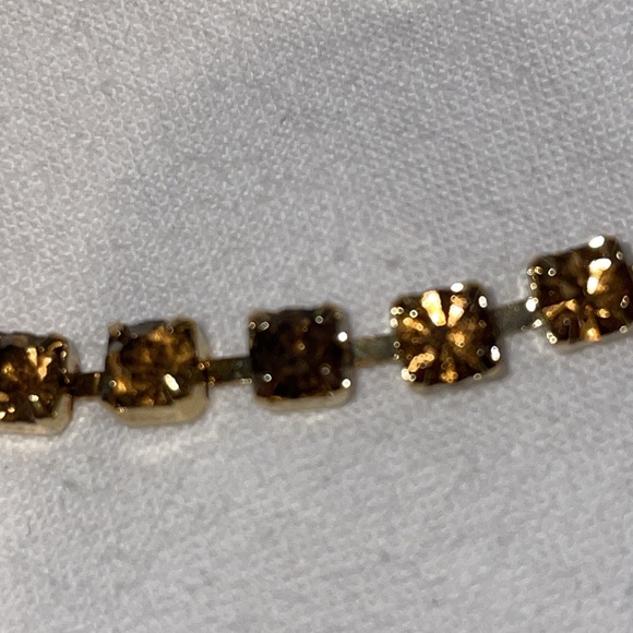 Gold plated prong set burgundy round rhinestone chain fold over clasp bracelet - Picture 3 of 3